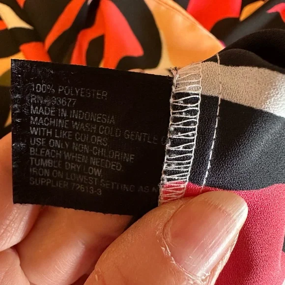 Worthington Bold Floral Blouse - Red, Black, Orange - Picture 4 of 4